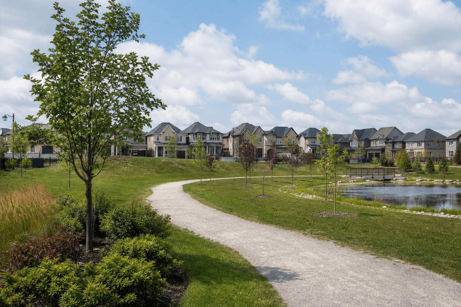 Community park and trails within a new home development